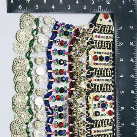 Kuchi Choker Necklace, Kuchi Tribal Multicolor Necklace, Handmade Statement Boho - Picture 9 of 9